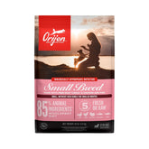 ORIJEN Small Breed bag, 10 lb, supports high-protein nutrition for small dogs.