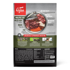Fresh and raw ingredients close-up highlighting WholePrey nutrition in ORIJEN TUNDRA.
