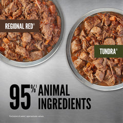 Orijen Tundra close-up of lamb, duck, and beef textures for mealtime