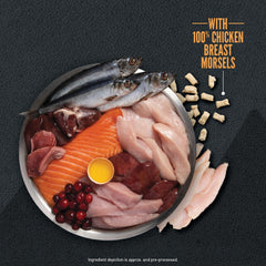 ORIJEN Wild Reserve first five ingredients include fresh chicken and fish for flavor variety.