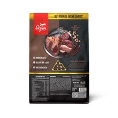 ORIJEN Wild Reserve kibble in dog bowl highlighting real meat flavor