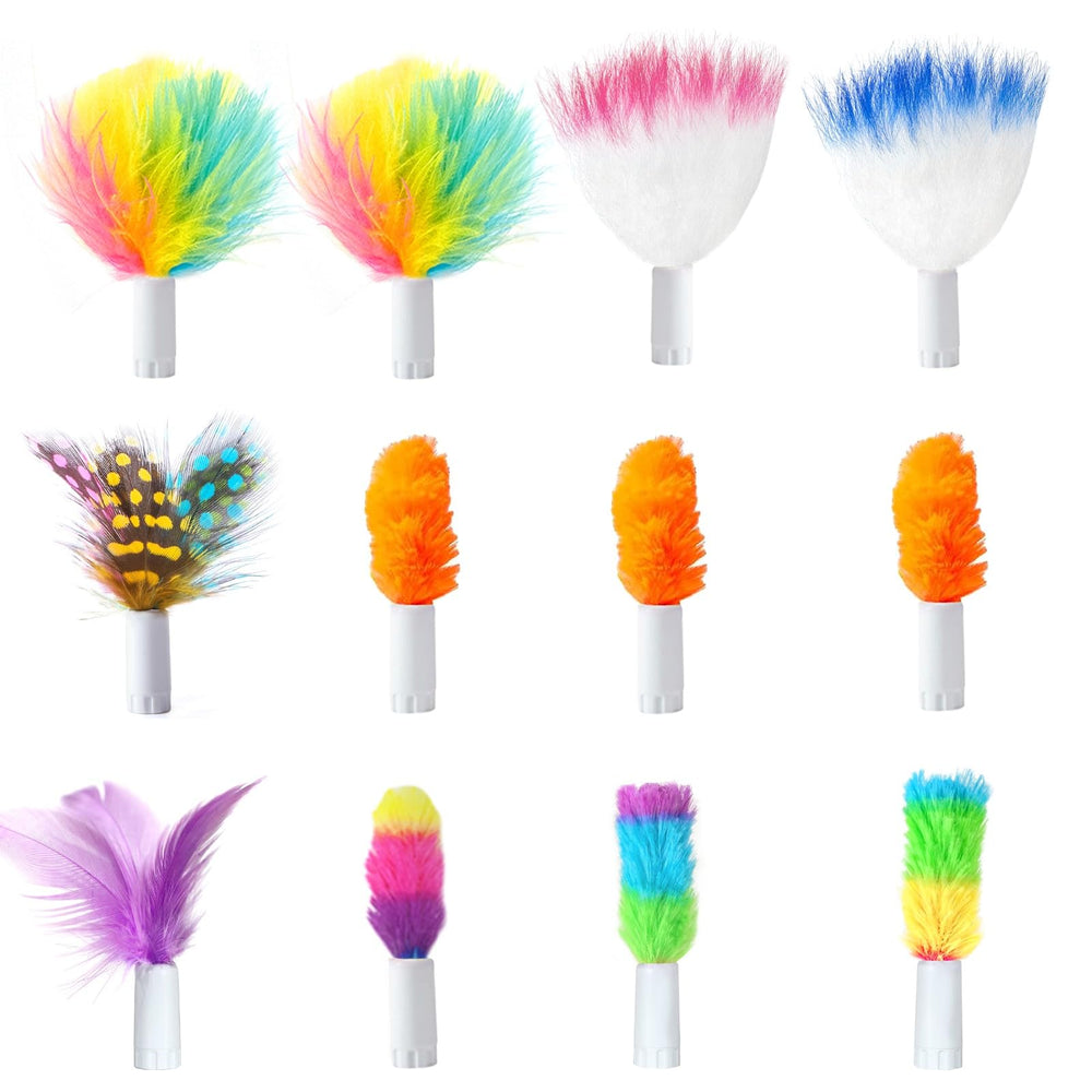 ORSDA cat feather toy attachments show varied colors for engaging play sessions