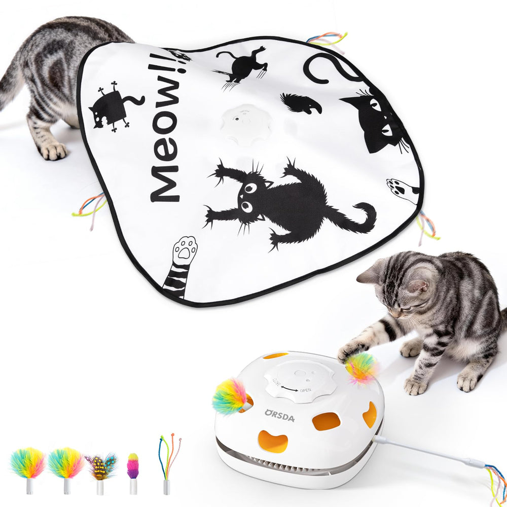 ORSDA 4-in-1 cat toy in action, engaging indoor cats with varied play.
