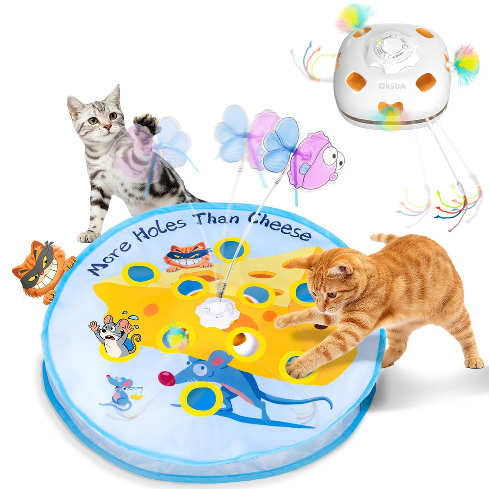 ORSDA cheese cat toy hide-and-seek mode engages hunting play for indoor cats