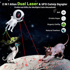 ORSDA laser cat toy with UFO dangler and catnip increases interactive exploration