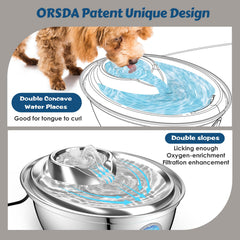 Flow modes on the ORSDA fountain attract pets to drink with adjustable streams.