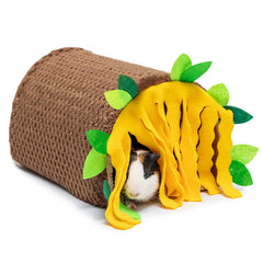 ORZECHKO Guinea Pig Tunnel House setup offers a cozy hideout for small pets.