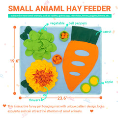Orzechko Rabbit Hay Feeder hay storage carrot shape helps hide treats.