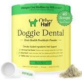 Other Half Doggie Dental Powder tub with bacon flavor for fresh breath.