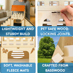 OtterPets extra-large bunny hideout multi-level encourages hopping and exploration