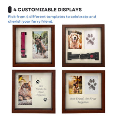 OtterPets memorial shadow box shows photo and paw or collar together.