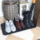 Ottomanson boot tray 15x30 in black protects floors from wet shoes.