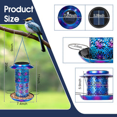 Ottsuls solar bird feeder garden lantern at night brightening paths