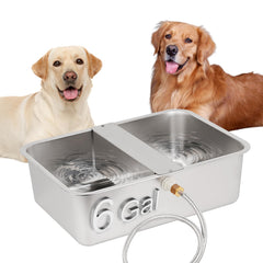 OUJIMAI 6Gallon XL water bowl exterior demonstrates outdoor multi-pet hydration capability.