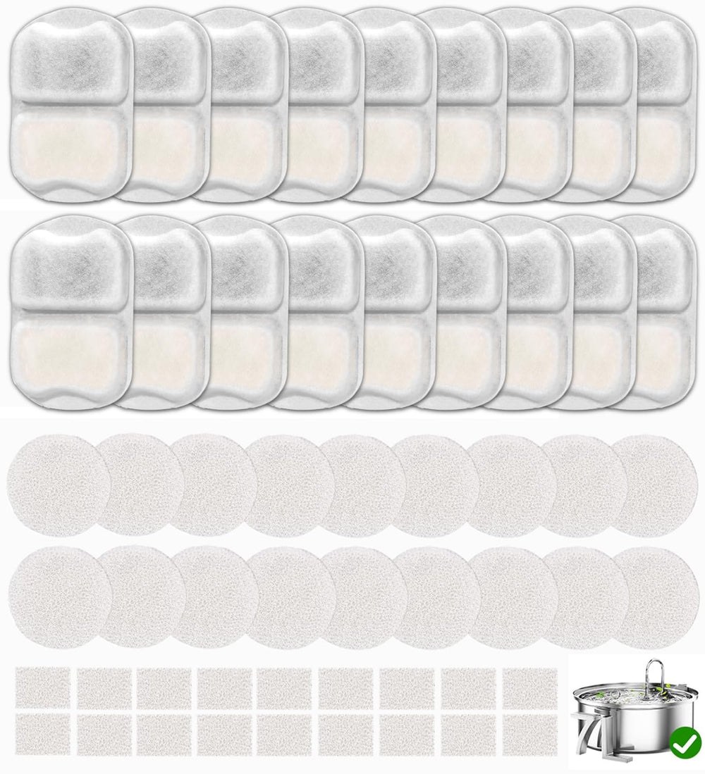 OUPUSES 5-layer filtration system close-up for cleaner pet drinking water.