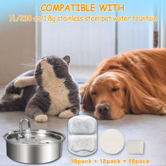 OUPUSES activated carbon filter close-up, reducing odors and improving taste for pets.