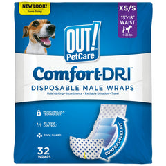 OUT! PetCare disposable male dog wrap in 32-count keeps small dogs dry and comfortable.