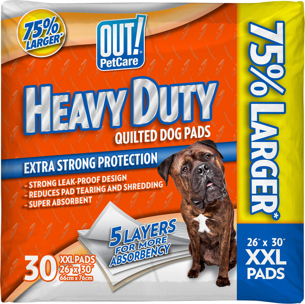 OUT! Petcare puppy pads XXL in flat-pack packaging for easy setup during potty training