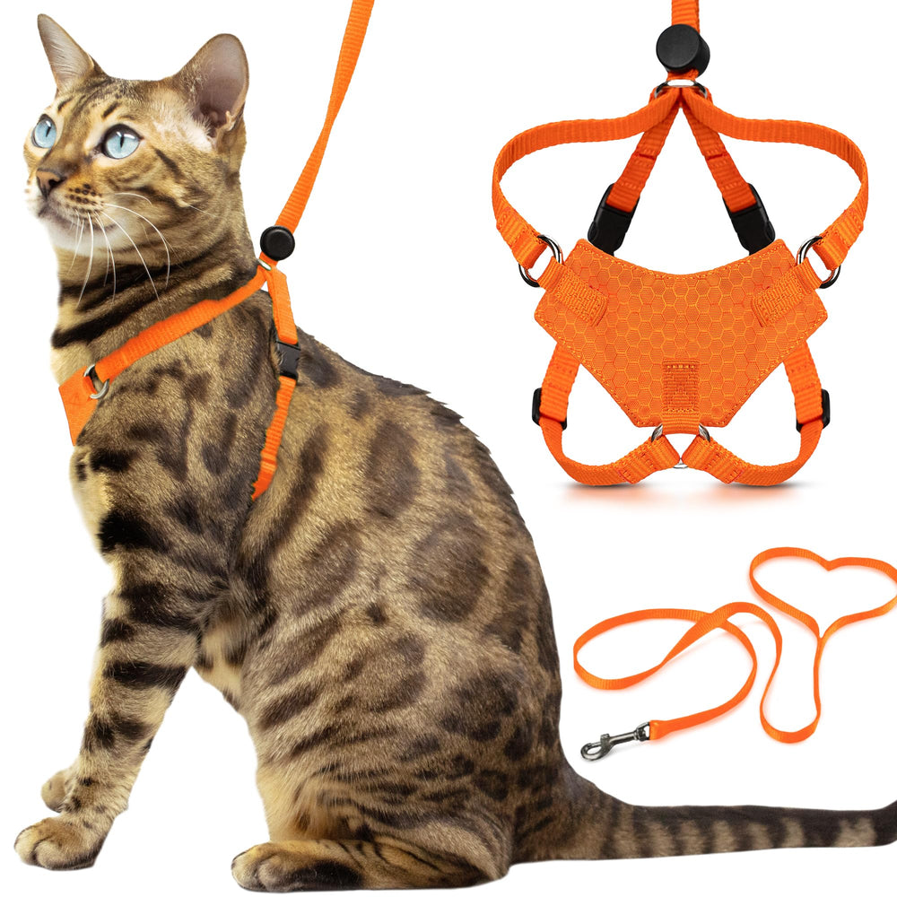 OutdoorBengal Houdini escape-proof harness in orange for secure walks.