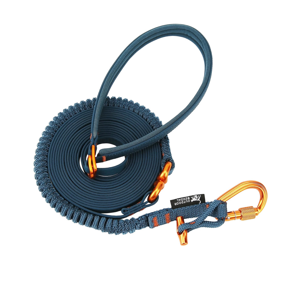 OutdoorBengal Kushma 14ft long-leash with bungee for safe, controlled walks.