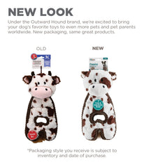 Outward Hound Cuddle Tugs corduroy cow plush texture for gentle gum comfort.