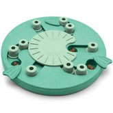 Outward Hound Dog Worker front view green showcases the level 3 puzzle for smart dogs.