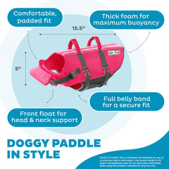 Outward Hound Granby Splash Pink Life Jacket Medium right side with quick-release buckles