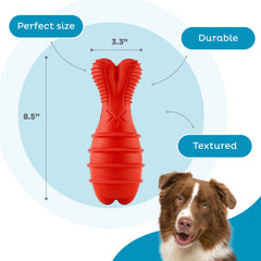 Outward Hound Grunt Fetch Stick Bunny Red dog carrying long stick for easy tossing