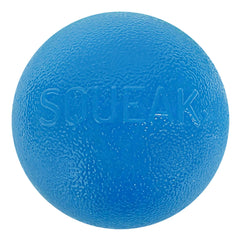 Outward Hound Squeak Ball blue close-up shows durability and bounce for fetch