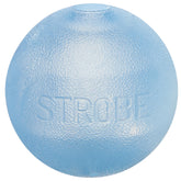Outward Hound Strobe LED Ball blue, side view, enhances nighttime fetch with blinking light.