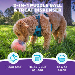 Outward Hound Topsy Treat Ball in action dispensing treats for nose work