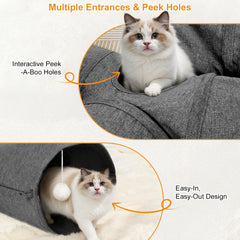 Ownpets cat tunnel with feather toy promotes curiosity and active movement