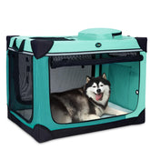 Ownpets collapsible dog crate 42-inch closed view highlights portable design for travel