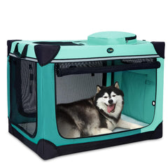 Ownpets collapsible dog crate 42-inch closed view highlights portable design for travel