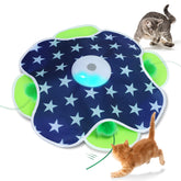Oxawo interactive cat toy showing feather under mat for motion play