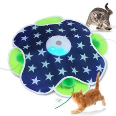 Oxawo interactive cat toy showing feather under mat for motion play