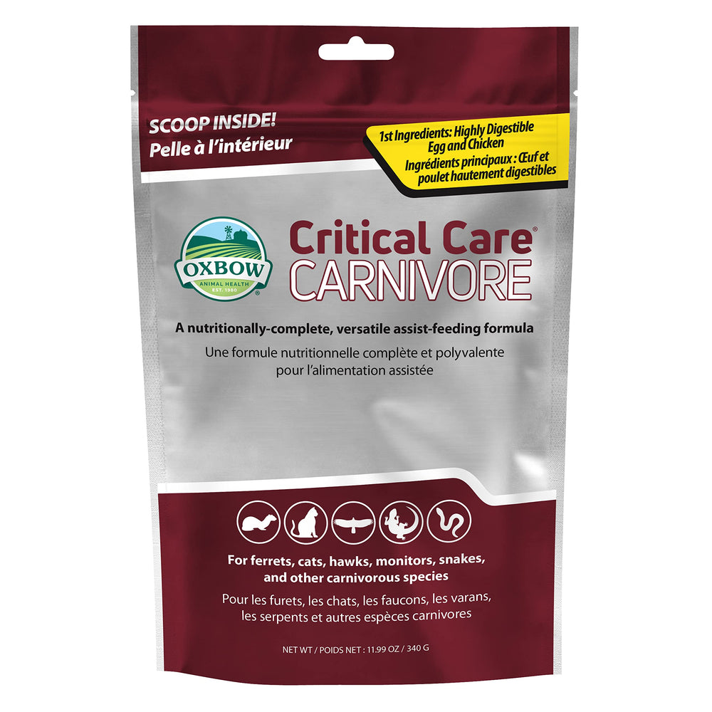 Oxbow Carnivore Care packaging, trusted recovery support for cats and ferrets.