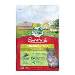 Oxbow Essentials Chinchilla Food bag promotes balanced nutrition for healthy digestion.