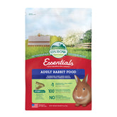 Oxbow Essentials rabbit food pellets in a bowl for balanced daily nutrition.