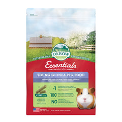 Oxbow Essentials Young Guinea Pig Food pellets with alfalfa hay for balanced growth.
