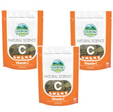 Oxbow Natural Science Vitamin C bottle front supports small pet wellness with high-fiber formula.