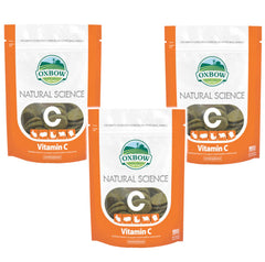 Oxbow Natural Science Vitamin C bottle front supports small pet wellness with high-fiber formula.