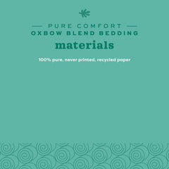 Oxbow Pure Comfort White Bedding highlights 99.9% non-dust texture for better air.