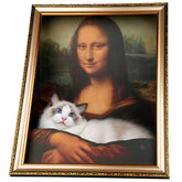 Oxfraki Mona Lisa cat bed front panel for cozy, photogenic lounging.