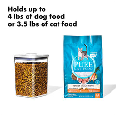OXO Good Grips Pet POP Container stackable square design saves shelf space.