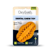 Oxyfresh dog dental chew toy with soft ridges cleans teeth and massages gums.