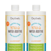 Oxyfresh Pet Dental Water Additive bottle shown with clear formula for easy daily use and fresher breath