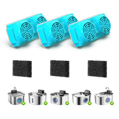 OYES cat fountain filter pack with six replacements for easy hydration.