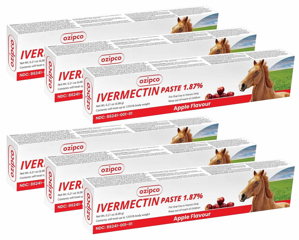 OZIPCO ivermectin apple flavor tube for horses, simple dosing.