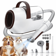 Ozumek dog grooming vacuum front view, powerful suction for efficient grooming sessions.
